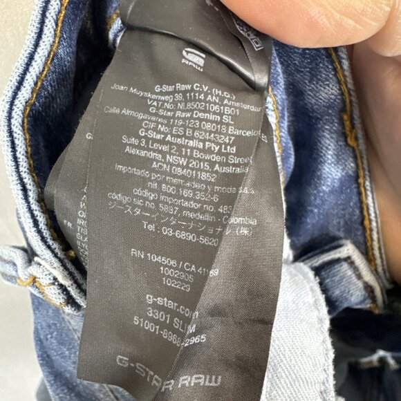 G-Star RAW 3301 Slim Jeans Men’s 32x32 Medium Wash Stretch Denim - Picture 9 of 9